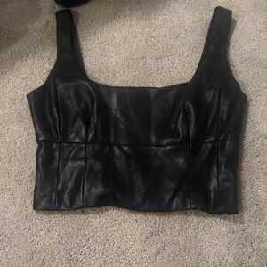 Wilfred Black Leather Crop Top